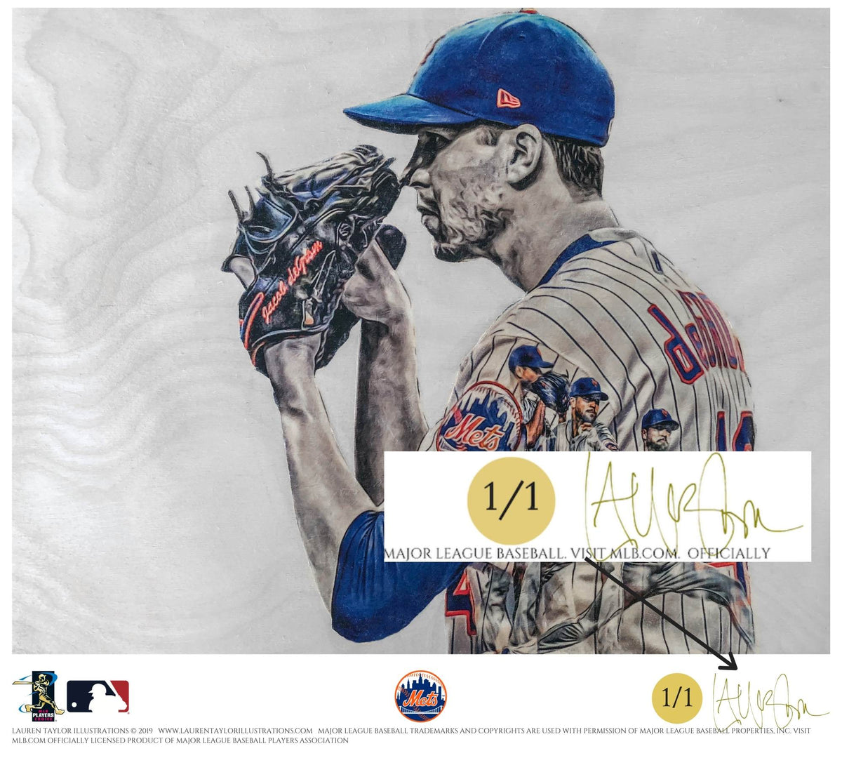 Jacob Degrom Portrait 12x12 Print on Archival Matte Giclèe 