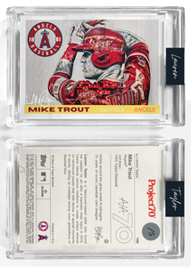 /5 Metallic Silver Artist Signature - Topps Project 70 130pt card #159 by Lauren Taylor - Mike Trout