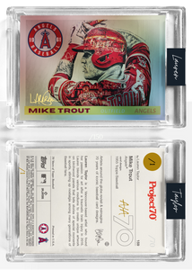 1/1 Gold Metallic Artist Signature - Mike Trout - Foil Variant 130pt Card #159 by Lauren Taylor - Baseball Card