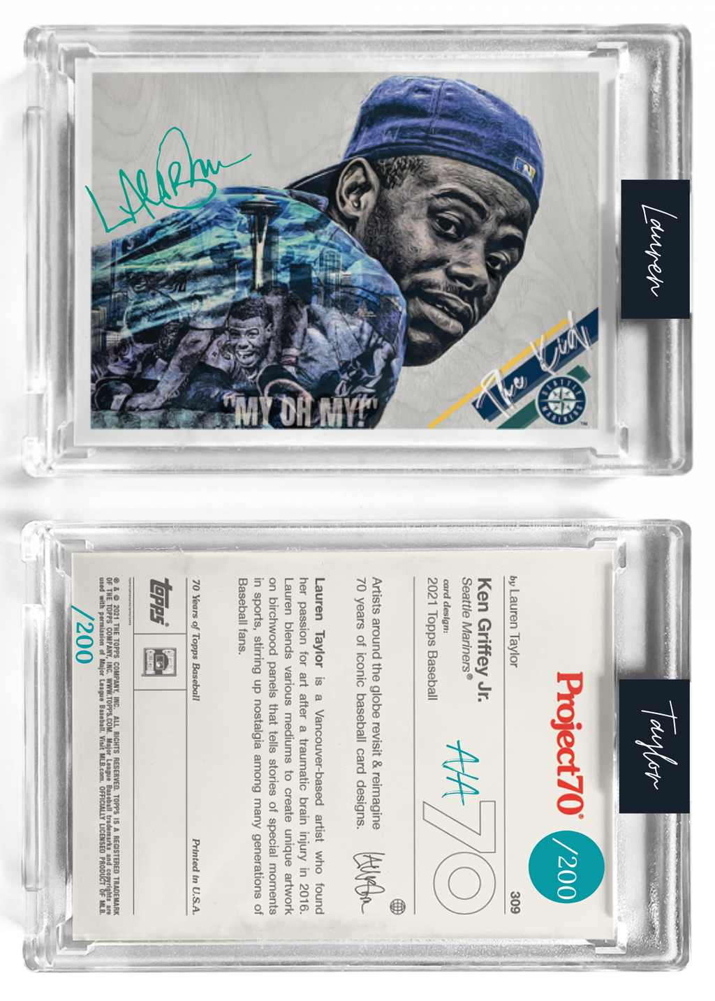 /200 Teal Artist Signature - Ken Griffey Jr. - 130pt Card #309 by Lauren Taylor - Baseball Card