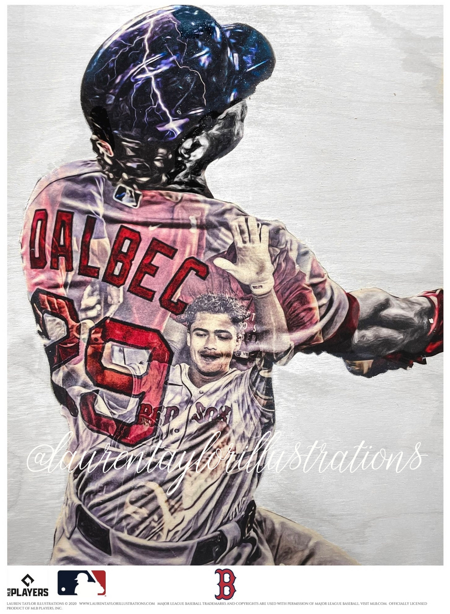 Bobby Dalbec Baseball Paper Poster Red Sox 2 - Bobby Dalbec - Long Sleeve T- Shirt