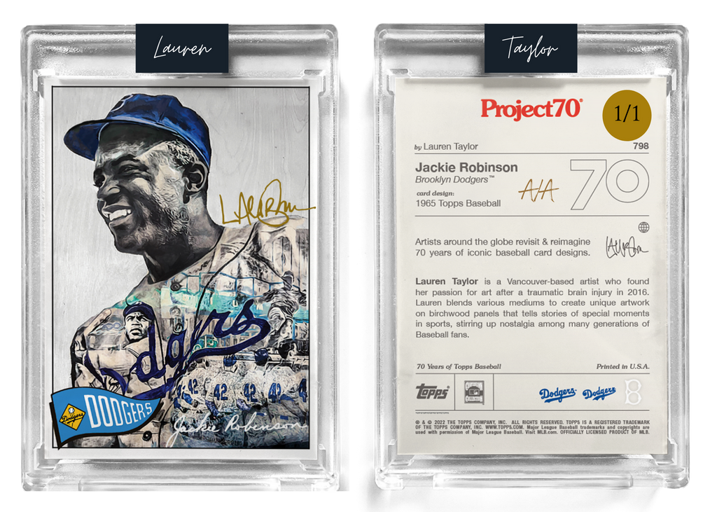 /1 Gold Artist Signature - Jackie Robinson - 130pt Card #798 by Lauren Taylor - Baseball Card