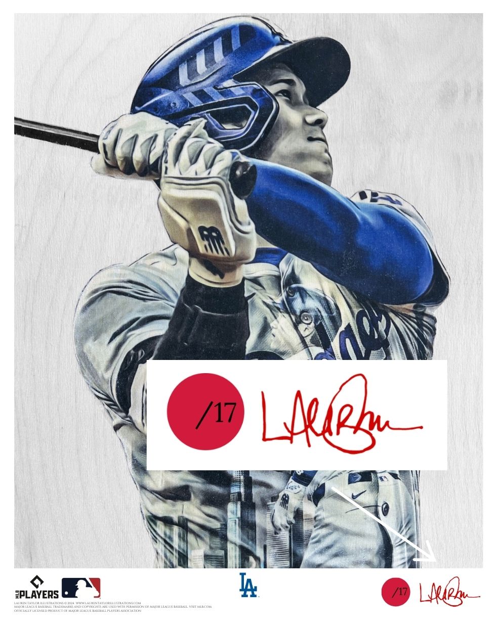 "ShoTime in LA - Part I" (Shohei Ohtani) Los Angeles Dodgers - Officially Licensed MLB Print - Limited Release RED ARTIST AUTO /17