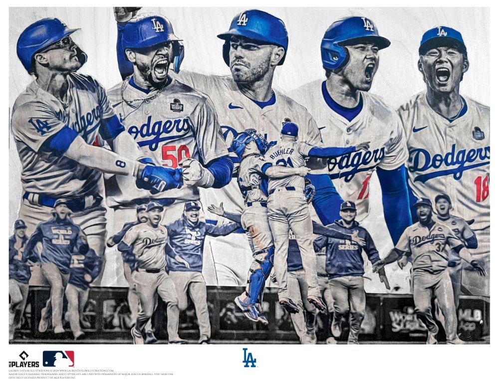 "EIGHT" (Los Angeles Dodgers) 2024 World Series Champions - Officially Licensed MLB Print - Limited Release NAVY BLUE ARTIST AUTO /250