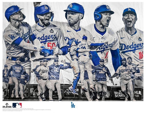 "EIGHT" (Los Angeles Dodgers) 2024 World Series Champions - Officially Licensed MLB Print - Limited Release TEAL ARTIST AUTO /50