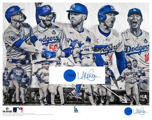 "EIGHT" (Los Angeles Dodgers) 2024 World Series Champions - Officially Licensed MLB Print - Limited Release DODGER BLUE ARTIST AUTO /100