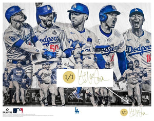 "EIGHT" (Los Angeles Dodgers) 2024 World Series Champions - Officially Licensed MLB Print - Limited Release METALLIC GOLD ARTIST AUTO 1/1