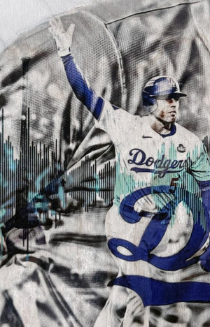 "Gibby, Meet Freddie" (Freddie Freeman) Los Angeles Dodgers - Officially Licensed MLB Print - Limited Release SILVER ARTIST AUTO /5