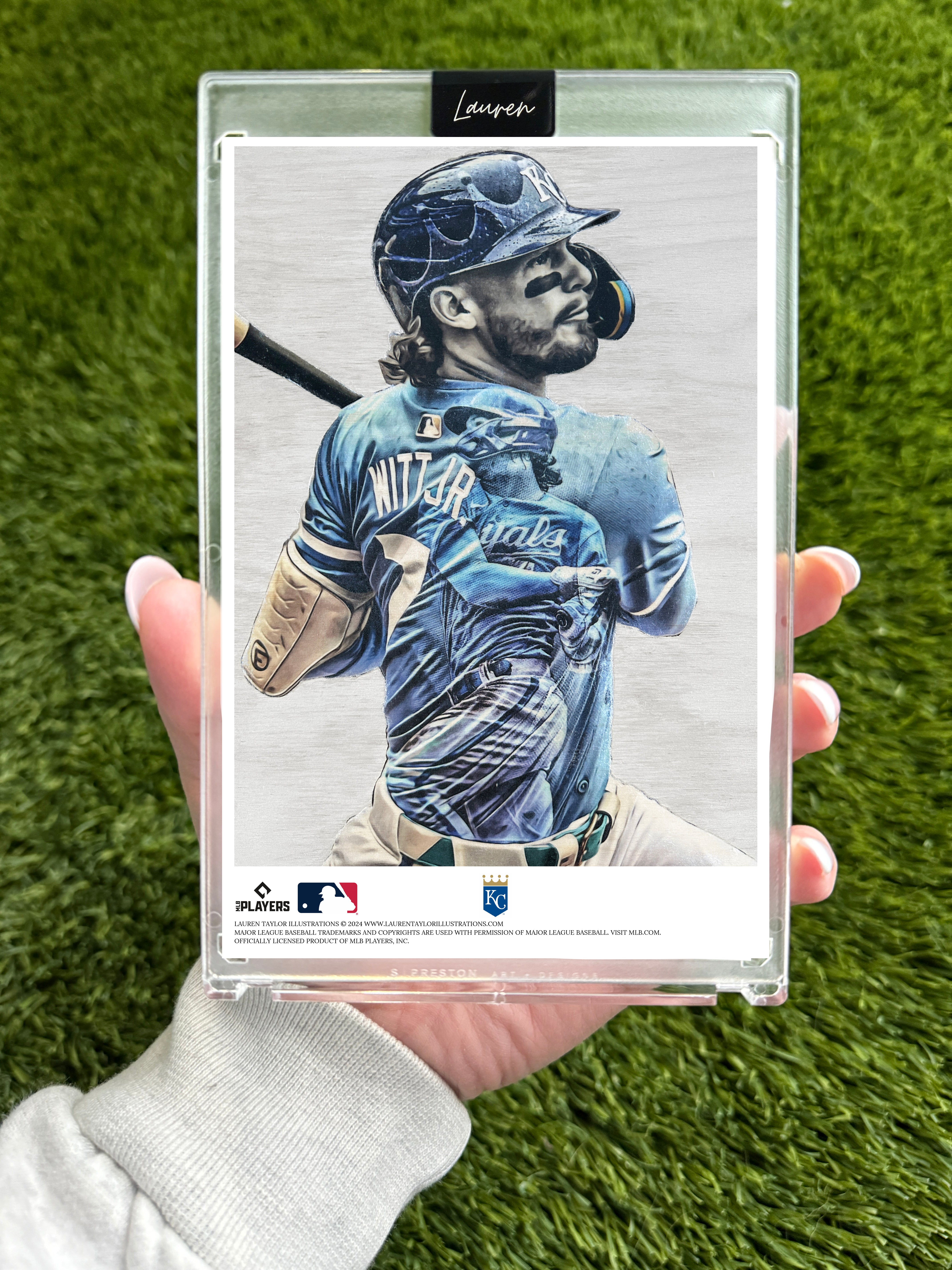 "Bobby Baseball" (Bobby Witt Jr.) MLB Print Collectible 4x6 Art Slab - /25 Artist Autograph