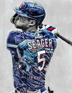 "Texas Seager" (Corey Seager) Texas Rangers - 1/1 Original on Wood