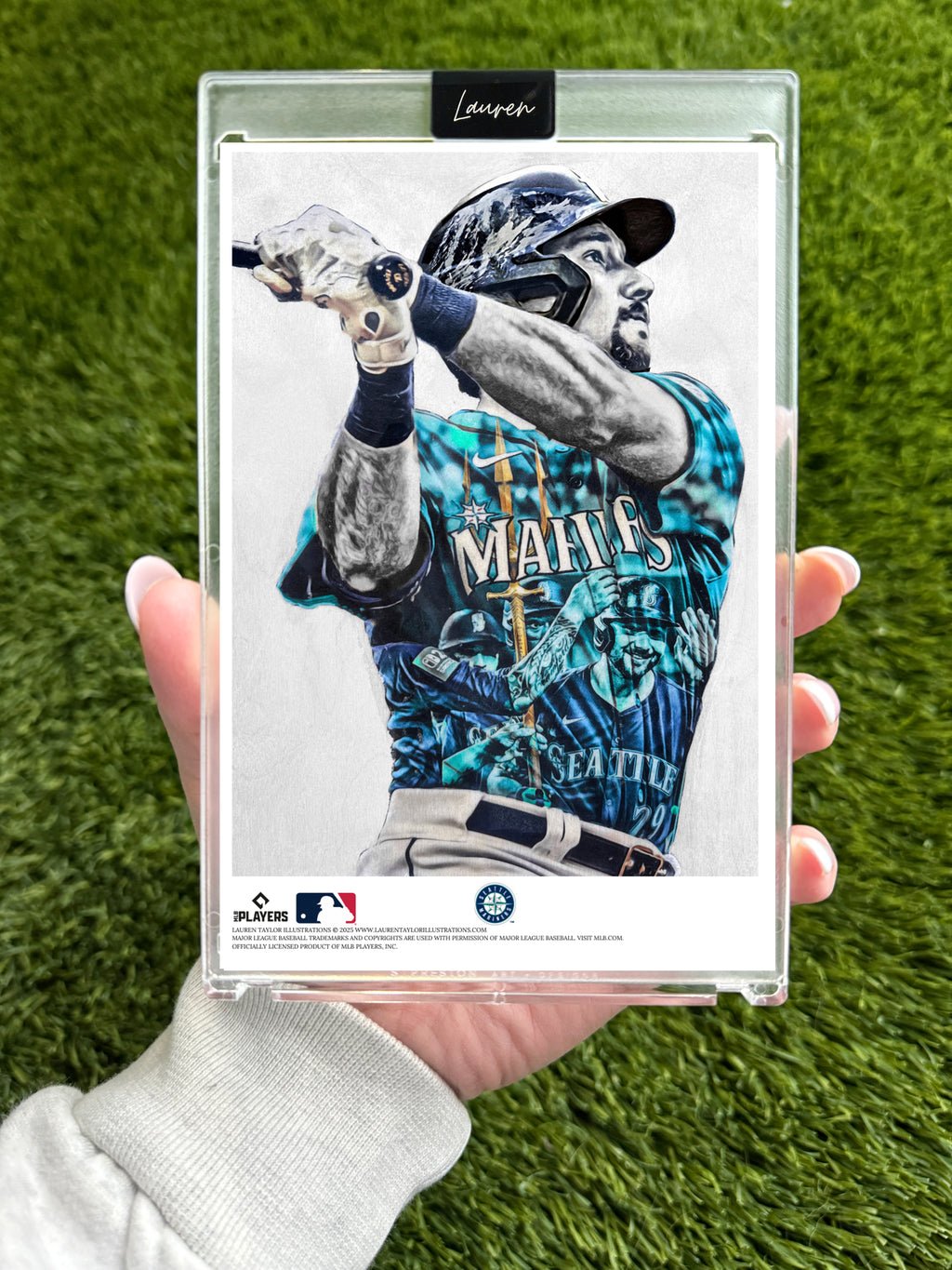 "Big Dumper" (Cal Raleigh) MLB Print Collectible 4x6 Art Slab - /25 Artist Autograph