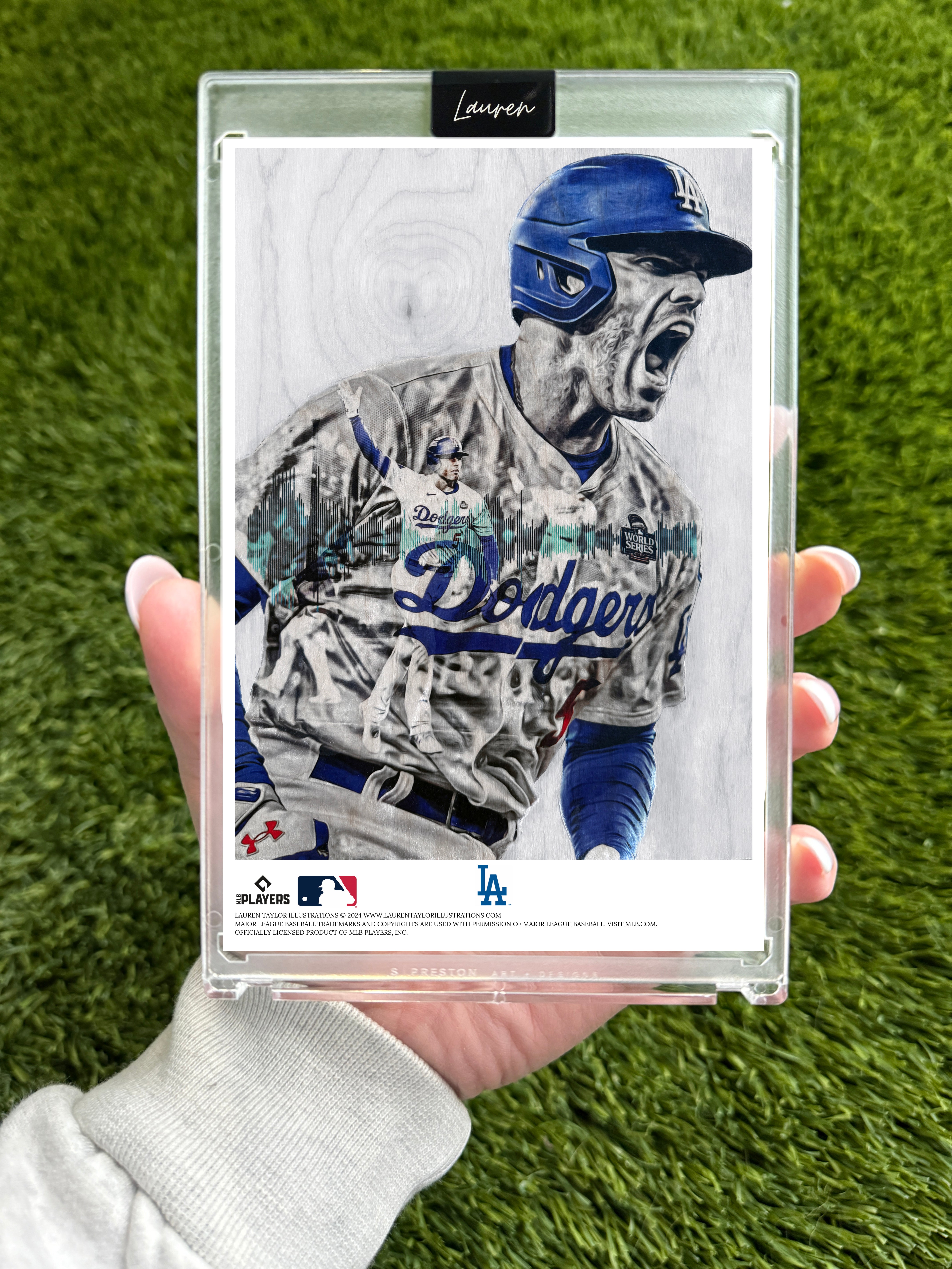 "Gibby, Meet Freddie" (Freddie Freeman) MLB Print Collectible 4x6 Art Slab - 1/1 Gold Artist Autograph