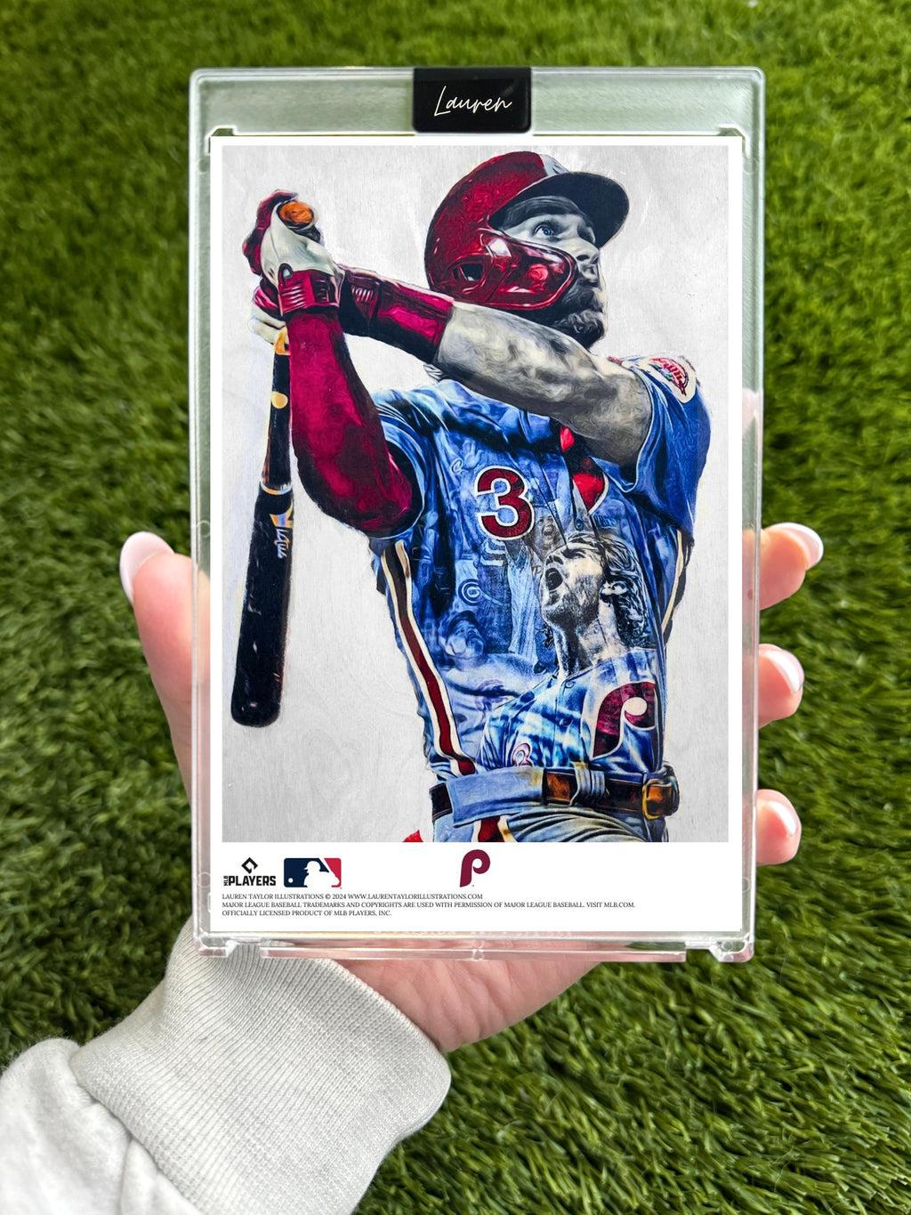 "Harper Smash" (Bryce Harper) MLB Print Collectible 4x6 Art Slab - /25 Artist Autograph