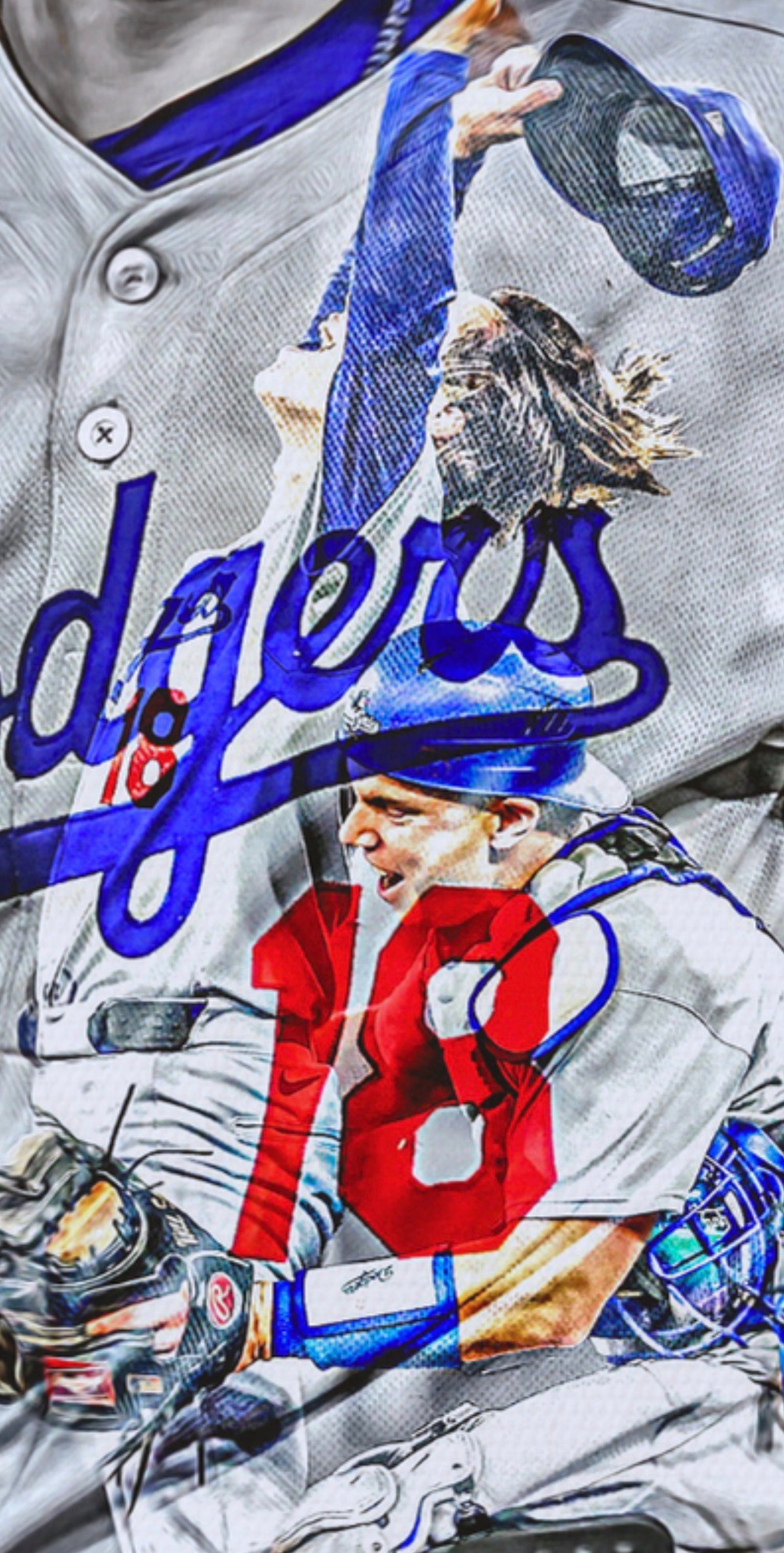 "Final Out" (Y. Yamamoto & W. Smith) Los Angeles Dodgers - 2025 World Series MVP - Officially Licensed MLB Print - DODGER BLUE ARTIST AUTO /18