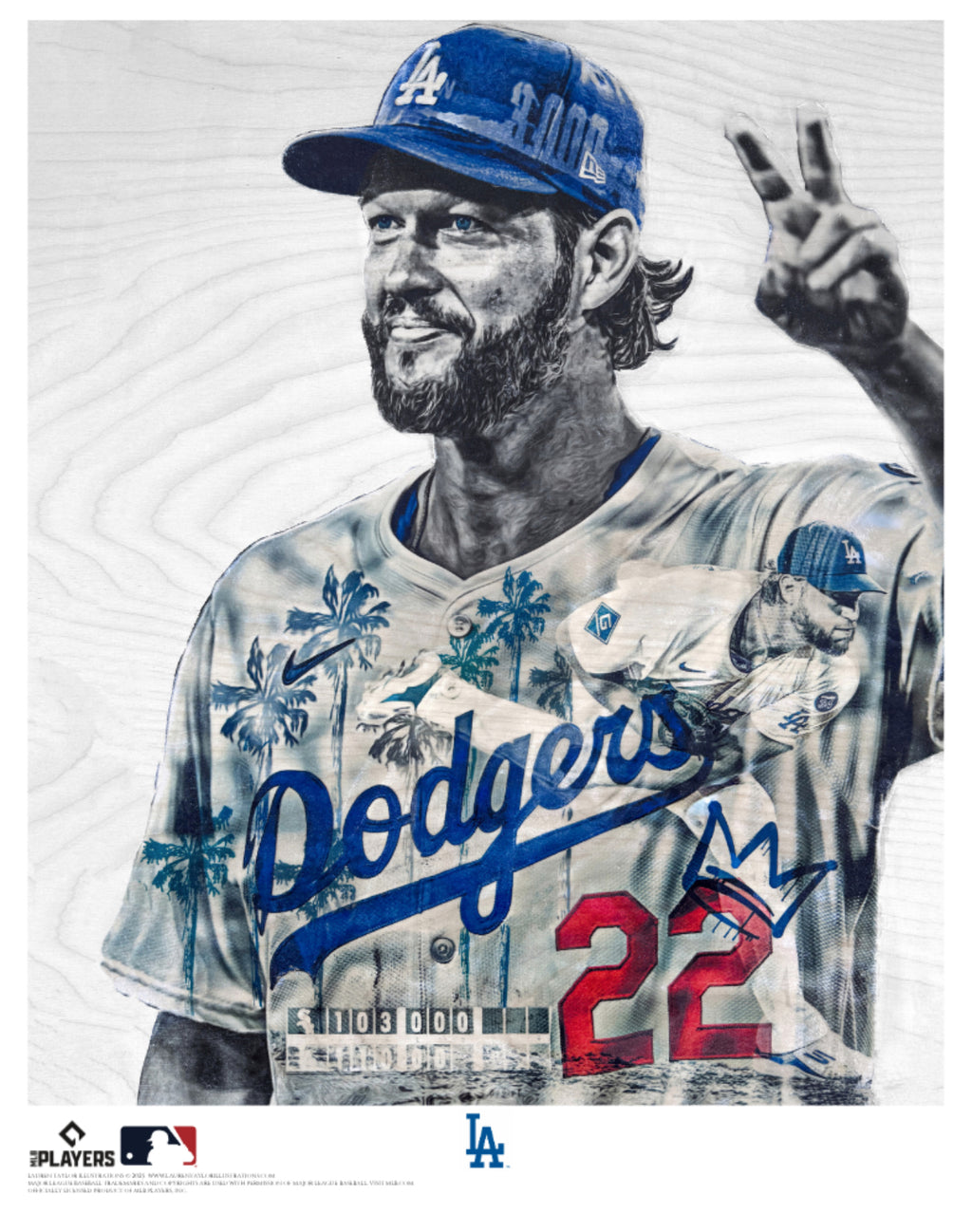 "3000" (Clayton Kershaw) Los Angeles Dodgers - Officially Licensed MLB Print - Limited Release /200