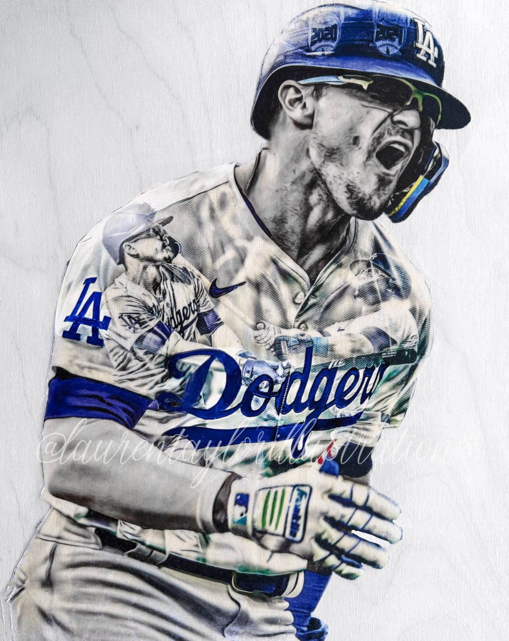 "October Kiké" (Kiké Hernandez) Los Angeles Dodgers - 1/1 Original on Birchwood