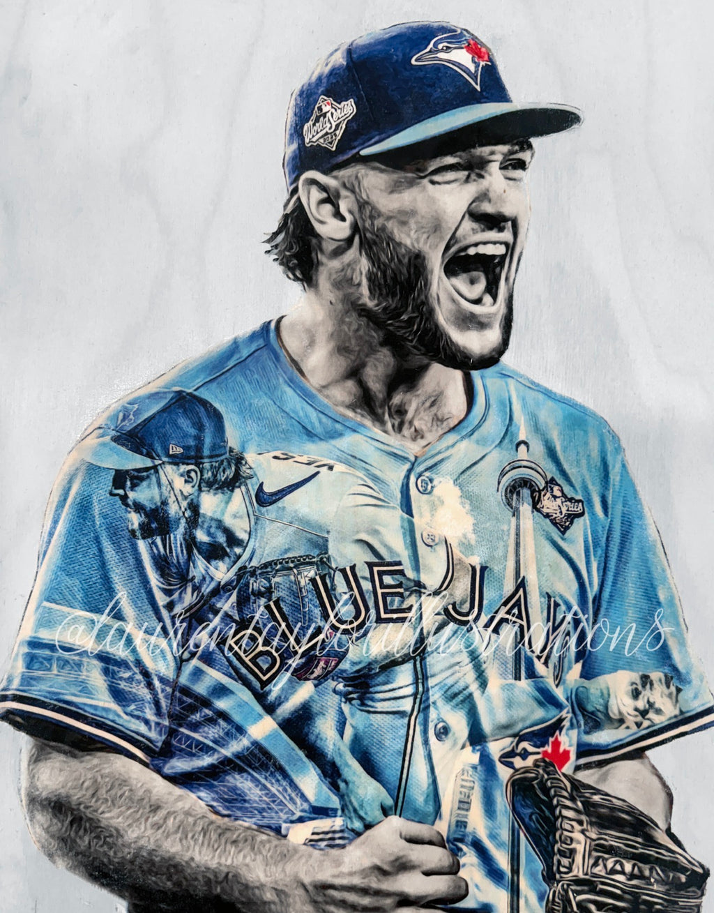 “yeSAVAGE” (Trey Yesavage) Toronto Blue Jays - 1/1 Original on Wood