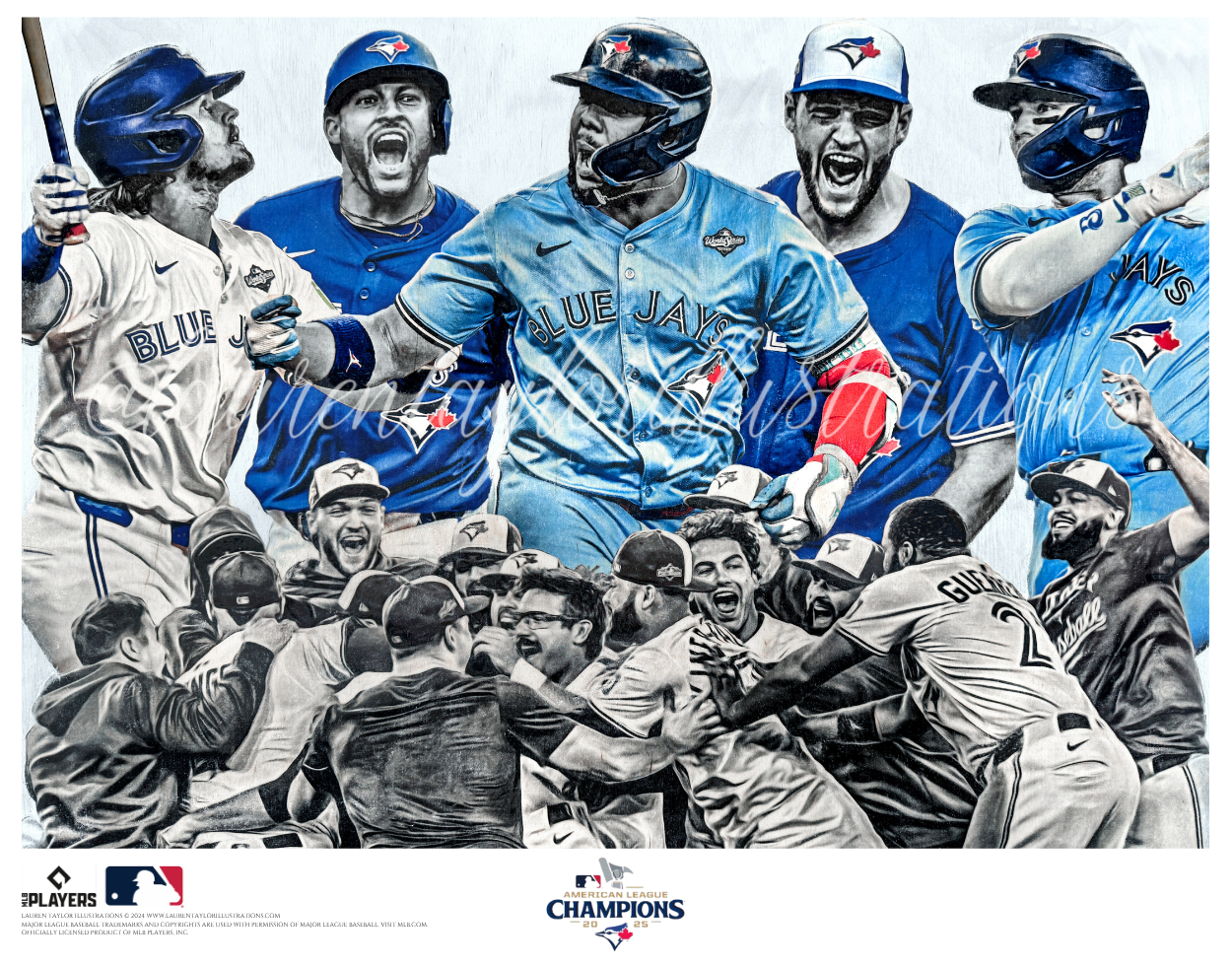 "2025 AL Champs!" (Toronto Blue Jays) ft. Vlad Jr., Springer, Bichette, Yesavage and Barger - Officially Licensed MLB Print - Limited Release /500