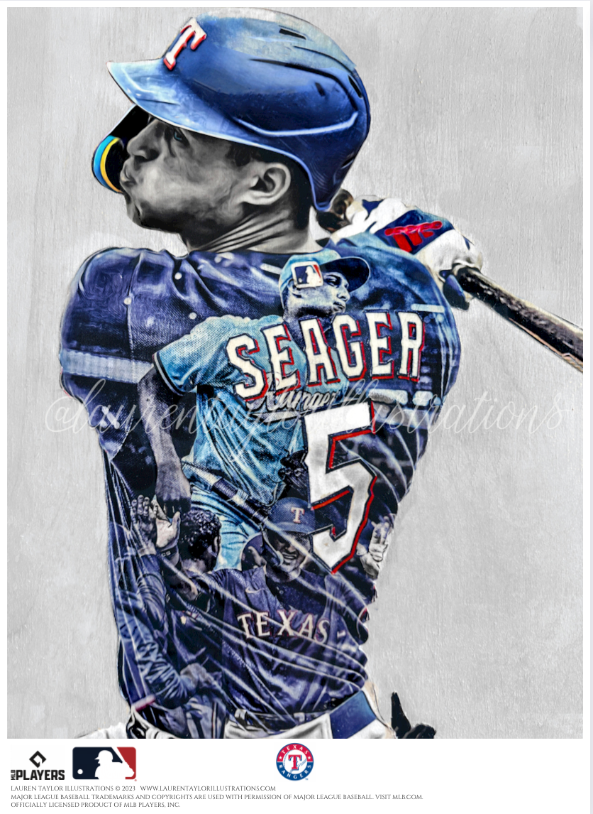 "Texas Seager" (Corey Seager) Texas Rangers - Officially Licensed MLB Print - Limited Release /500