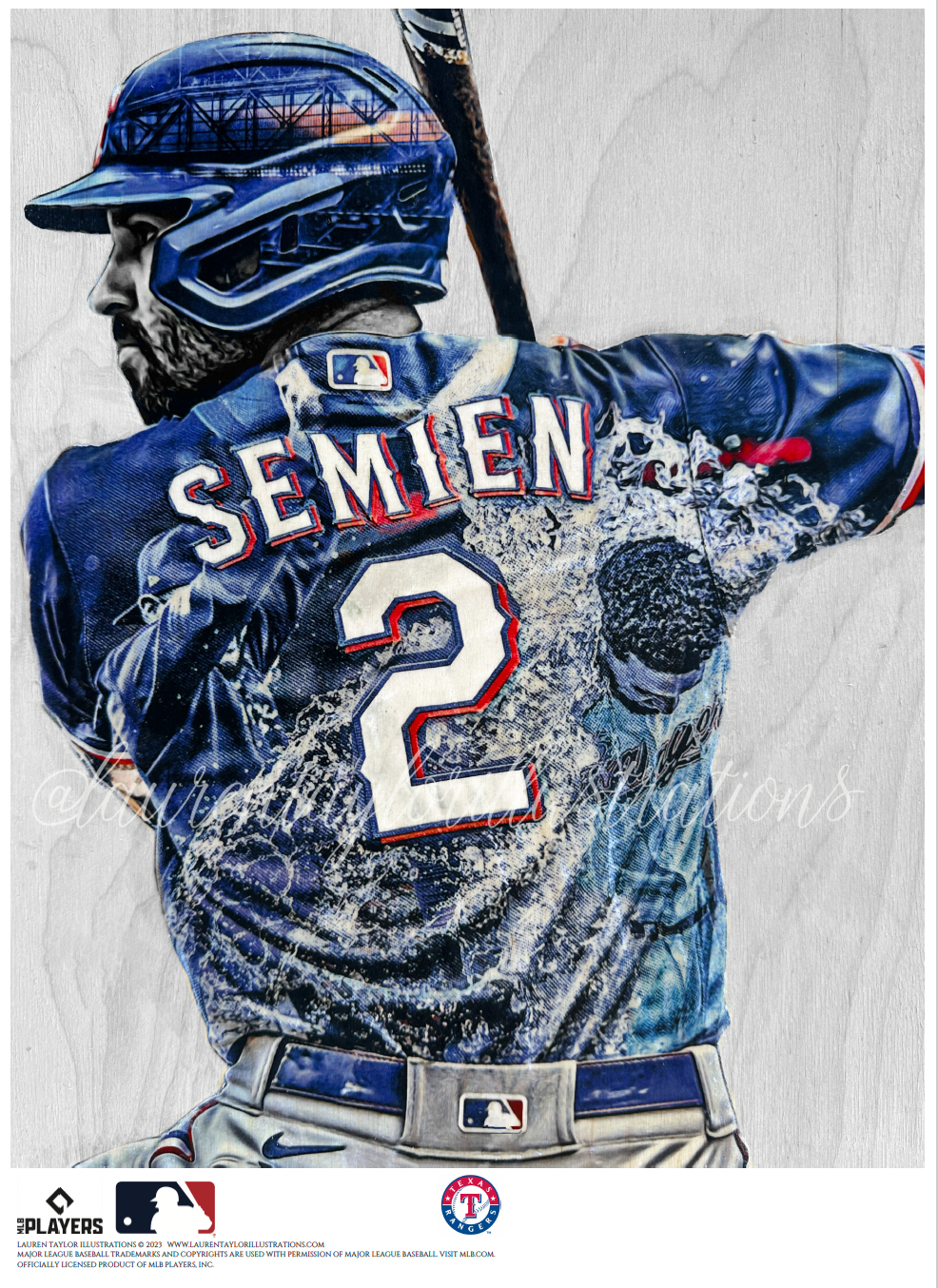 "Semien" (Marcus Semien) Texas Rangers - Officially Licensed MLB Print - Limited Release /500
