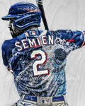 "Semien" (Marcus Semien) Texas Rangers - 1/1 Original on Wood