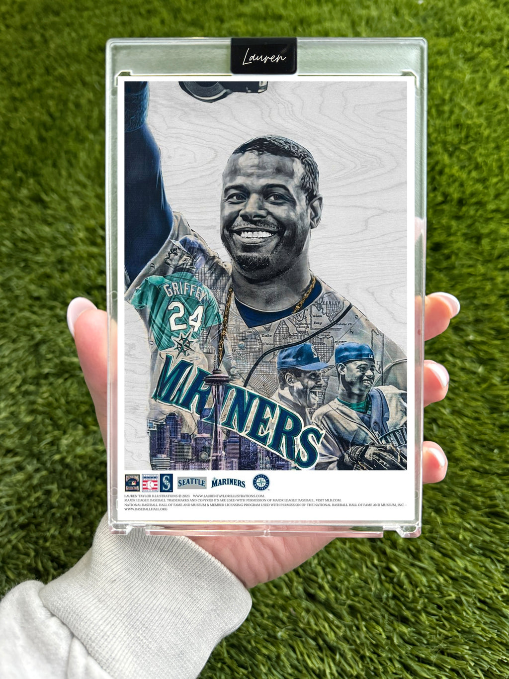 "Junior" (Ken Griffey Jr. and Sr.) MLB Print Collectible 4x6 Art Slab - /25 Artist Autograph