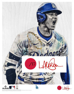 "World Series Ohtani" (Shohei Ohtani) Los Angeles Dodgers - Officially Licensed MLB Print - Limited Release RED ARTIST AUTO /17