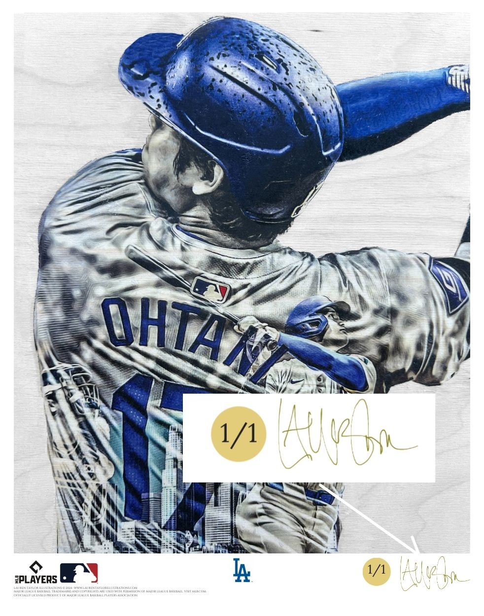 "ShoTime in LA - Part II" (Shohei Ohtani) Los Angeles Dodgers - Officially Licensed MLB Print - Limited Release METALLIC GOLD ARTIST AUTO 1/1