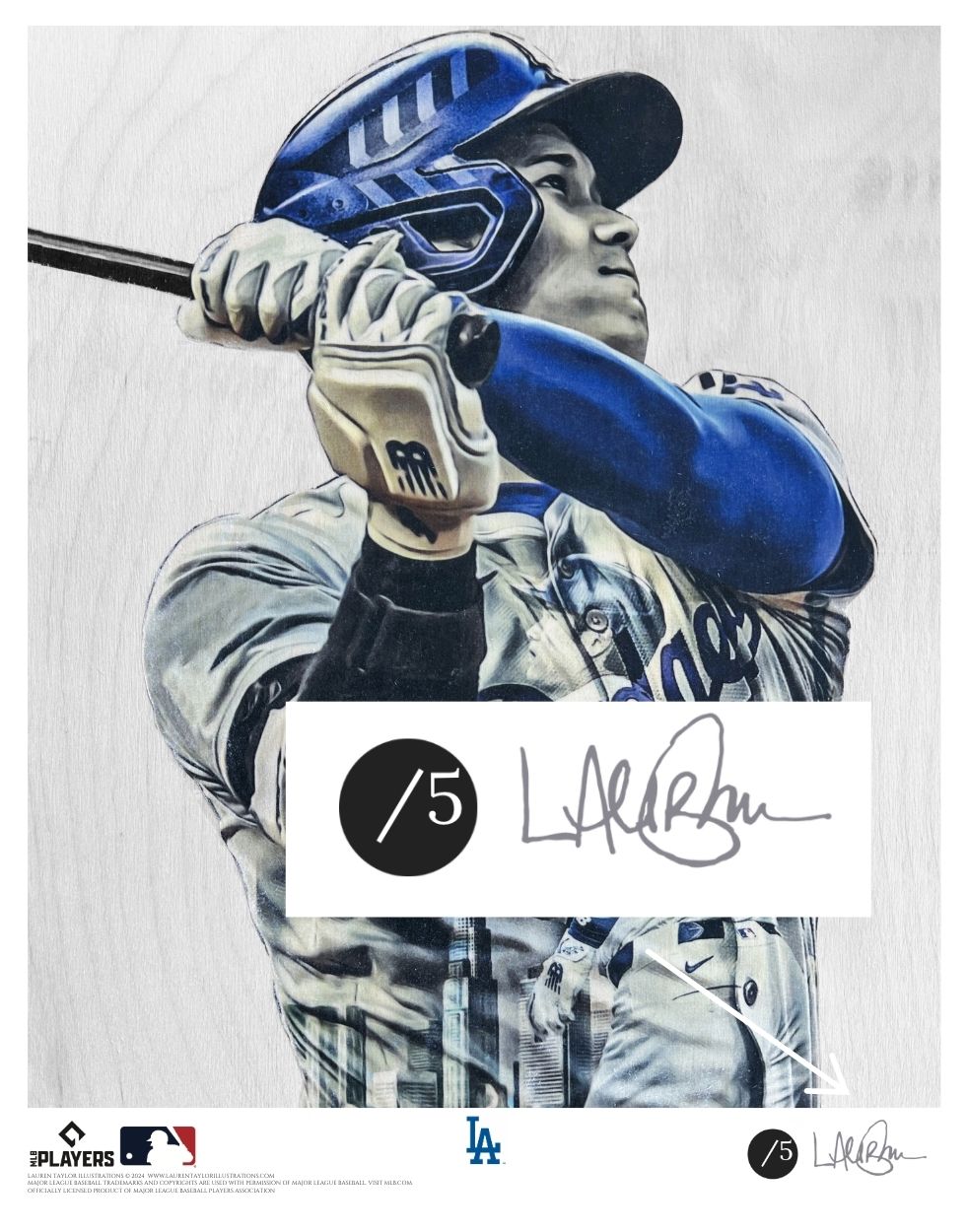 "ShoTime in LA - Part I" (Shohei Ohtani) Los Angeles Dodgers - Officially Licensed MLB Print - Limited Release SILVER ARTIST AUTO /5