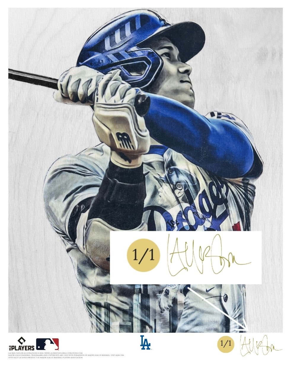 "ShoTime in LA - Part 1" (Shohei Ohtani) Los Angeles Dodgers - Officially Licensed MLB Print - Limited Release METALLIC GOLD ARTIST AUTO 1/1