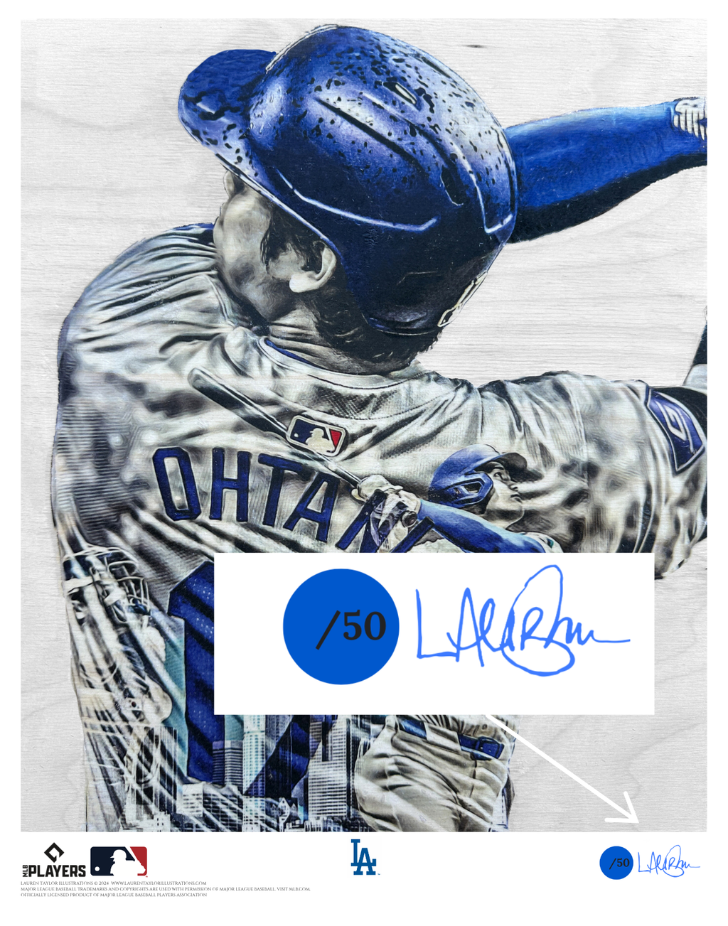 "ShoTime in LA - Part II" (Shohei Ohtani) Los Angeles Dodgers - Officially Licensed MLB Print - Limited Release BLUE ARTIST AUTO /50