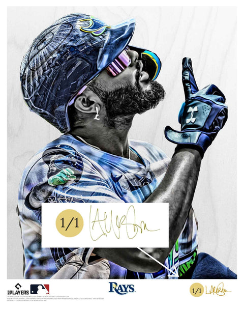 "La Máxima" (Junior Caminero) Tampa Bay Rays - Officially Licensed MLB Print - Limited Release METALLIC GOLD ARTIST AUTO 1/1