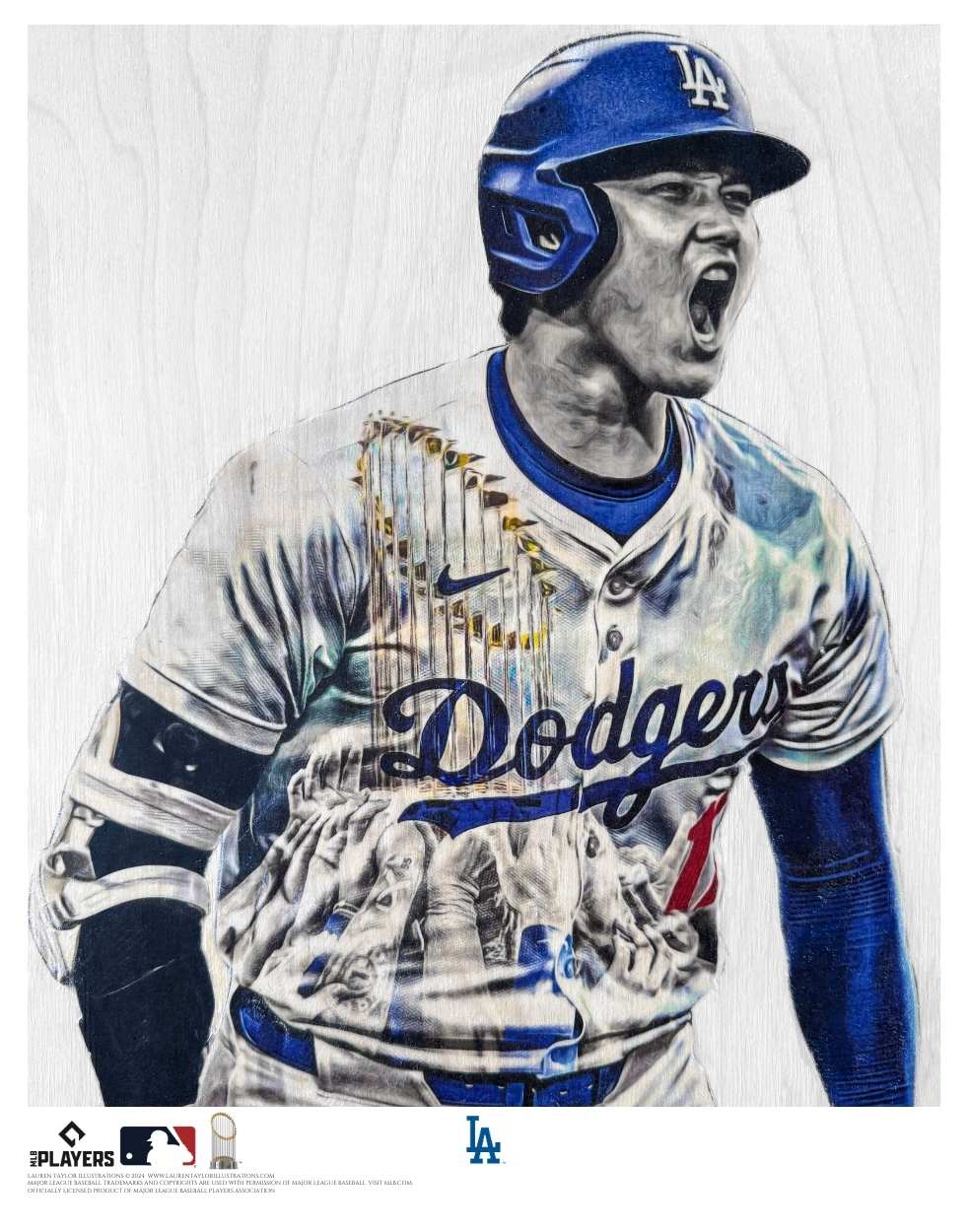 "World Series Ohtani" (Shohei Ohtani) Los Angeles Dodgers - Officially Licensed MLB Print - Limited Release RED ARTIST AUTO /17