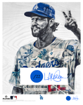 "3000" (Clayton Kershaw) Los Angeles Dodgers - Officially Licensed MLB Print - Limited Release DODGER BLUE ARTIST AUTO /22
