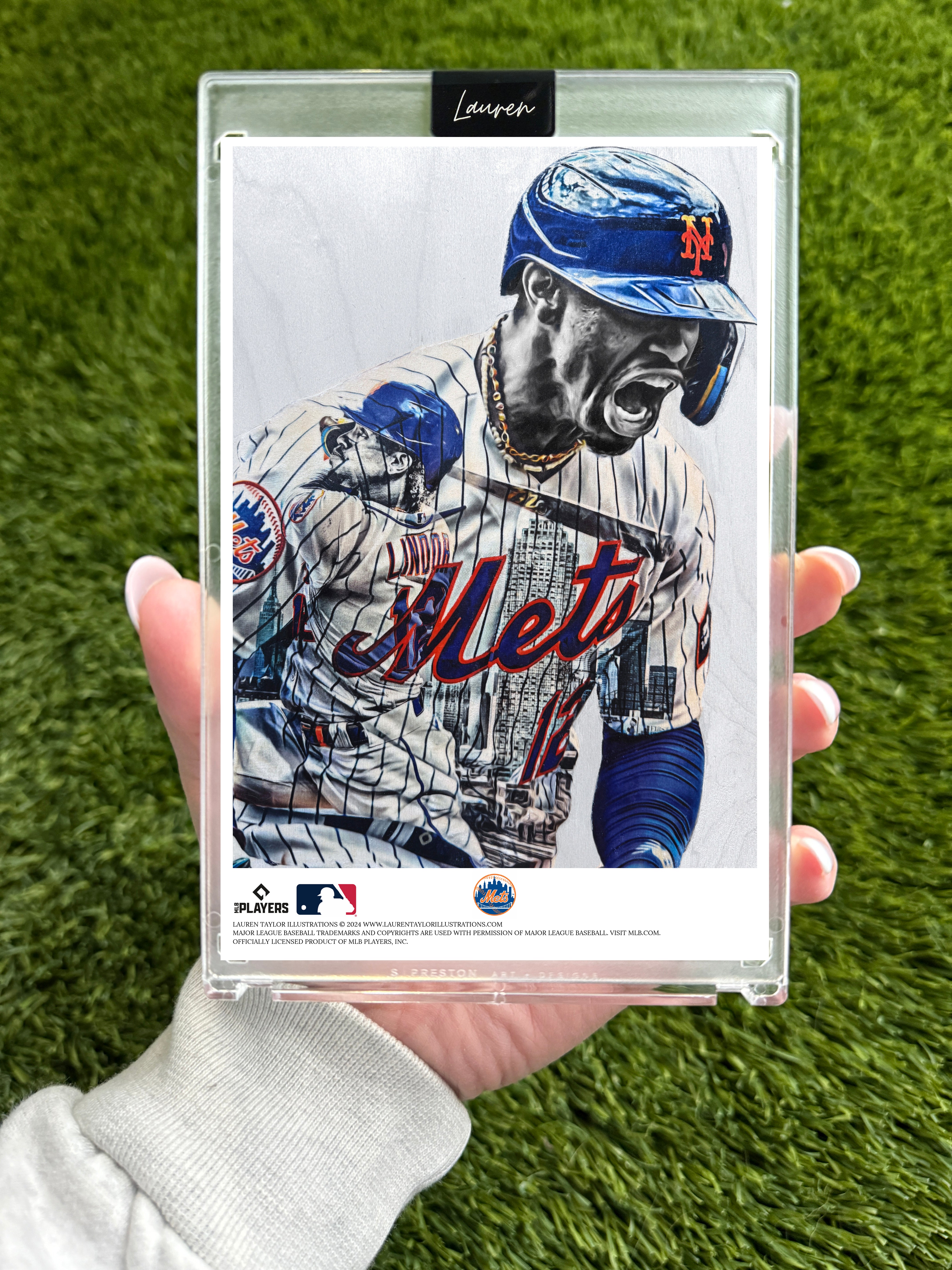 "Lindor" (Francisco Lindor) MLB Print Collectible 4x6 Art Slab - 1/1 Gold Artist Autograph