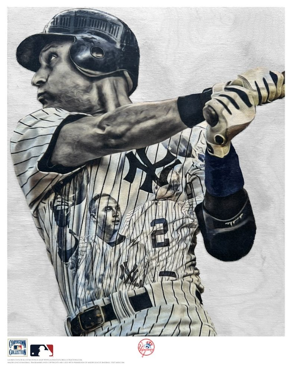 "Jeter" (Derek Jeter) New York Yankees - Officially Licensed Cooperstown Collection MLB Print - Limited Release /200