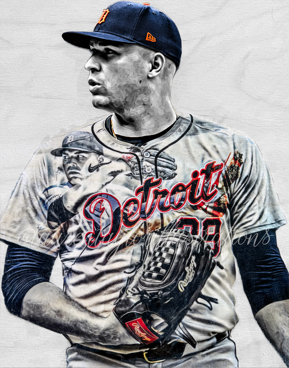 "Skubal” (Tarik Skubal) Detroit Tigers - 1/1 Original on Birchwood