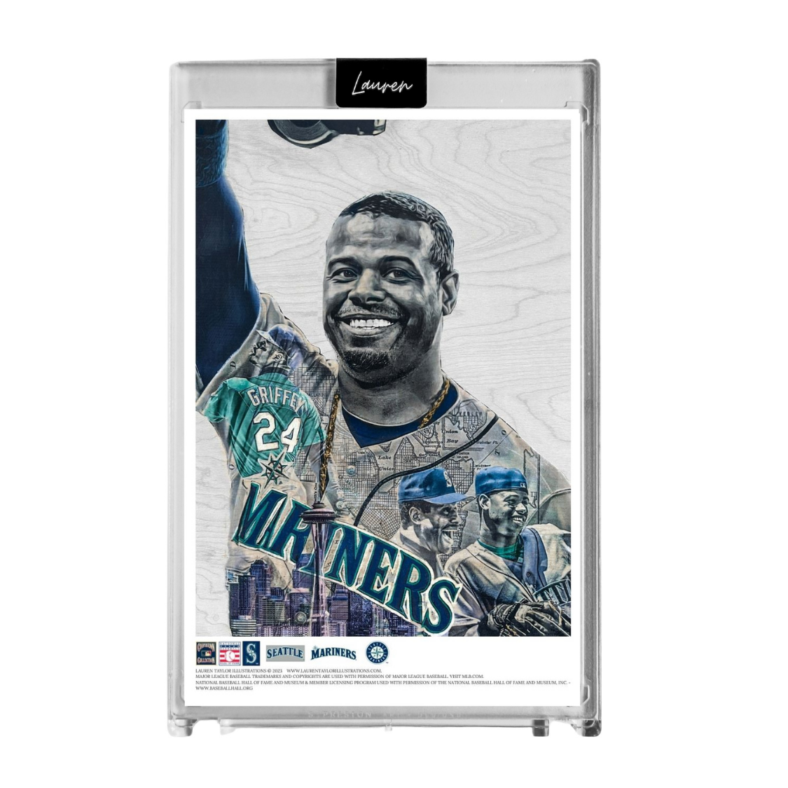 "Junior" (Ken Griffey Jr. & Sr.) MLB Print Collectible 4x6 Art Slab - 1/1 Gold Artist Autograph