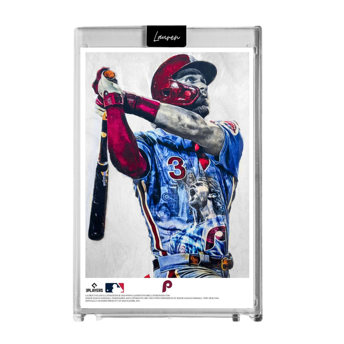 "Harper Smash" (Bryce Harper) MLB Print Collectible 4x6 Art Slab - 1/1 Gold Artist Autograph