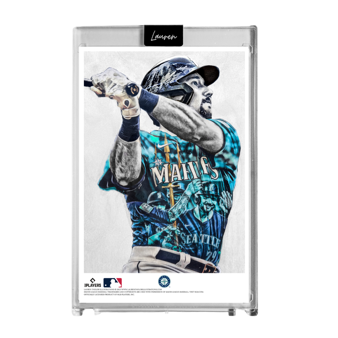 "Big Dumper" (Cal Raleigh) MLB Print Collectible 4x6 Art Slab - 1/1 Gold Artist Autograph