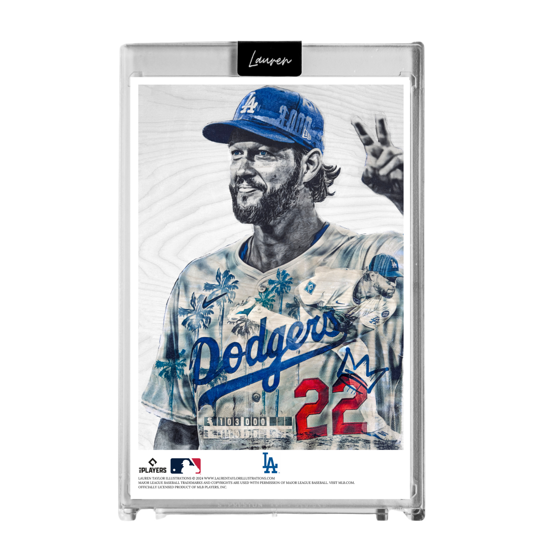 "3000" (Clayton Kershaw) MLB Print Collectible 4x6 Art Slab - 1/1 Gold Artist Autograph