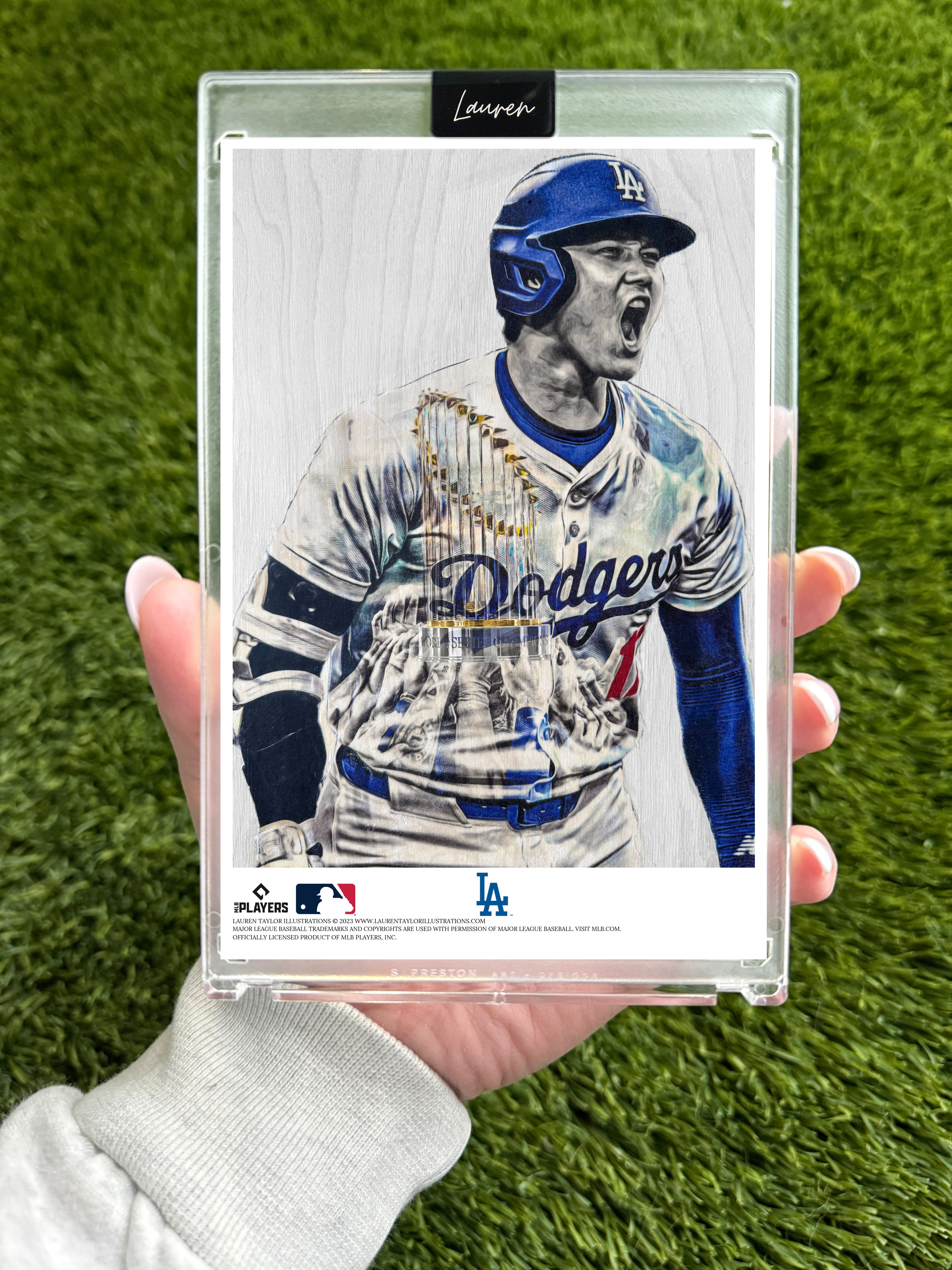 "World Series Shohei Ohtani" MLB Print Collectible 4x6 Art Slab - /25 Artist Autograph