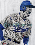 "Gibby, Meet Freddie" (Freddie Freeman) Los Angeles Dodgers - 1/1 Original on Birchwood