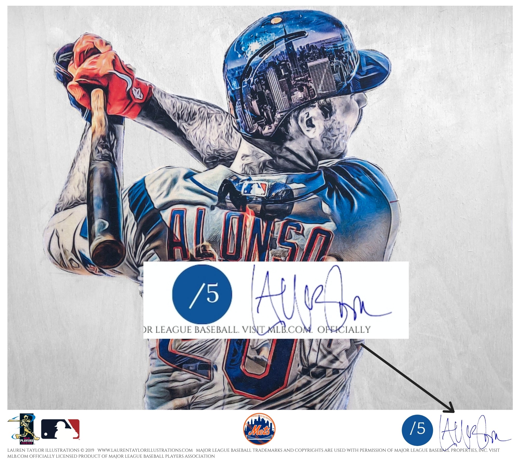 Polar Bear (Pete Alonso) New York Mets - Officially Licensed MLB Print -  BLUE ARTIST SIGNATURE Limited Release /5