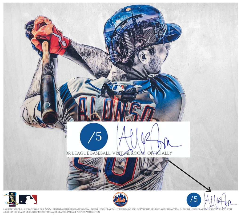 "Polar Bear" (Pete Alonso) New York Mets - Officially Licensed MLB Print - BLUE ARTIST SIGNATURE Limited Release /5