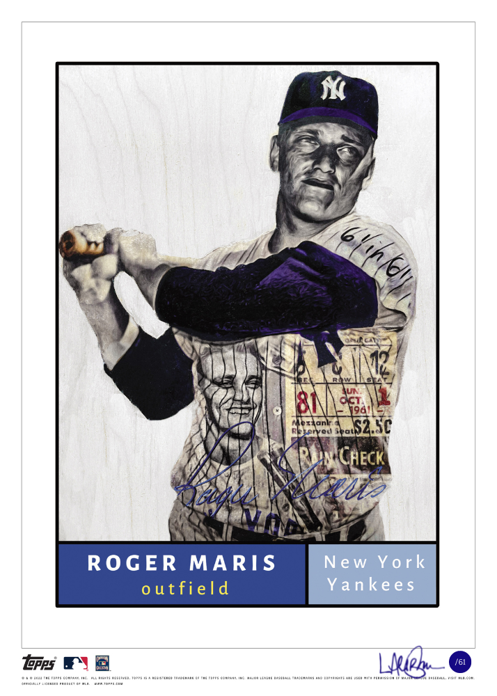 /61 NAVY Artist Signature - Topps Wall Art (10x14) of card #473b by Lauren Taylor - Roger Maris