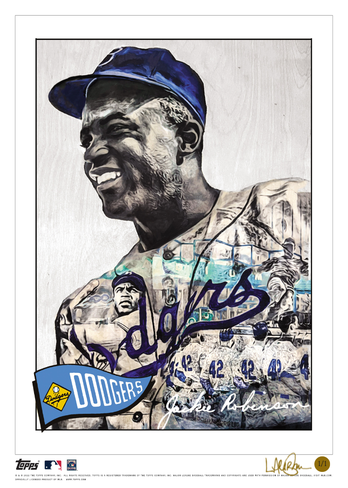 1/1 Gold Artist Signature - Topps Wall Art (10x14) of card #798 by Lauren Taylor - Jackie Robinson