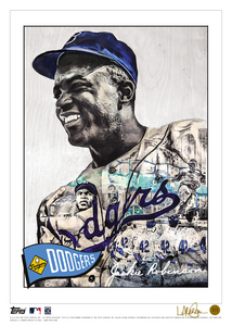 1/1 Gold Artist Signature - Topps Wall Art (10x14) of card #798 by Lauren Taylor - Jackie Robinson