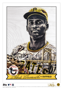 1/1 Gold Artist Signature - Topps Wall Art (10x14) of card #896 by Lauren Taylor - Roberto Clemente