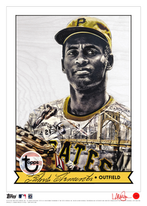 /20 Red Artist Signature - Topps Wall Art (10x14) of card #896 by Lauren Taylor - Roberto Clemente